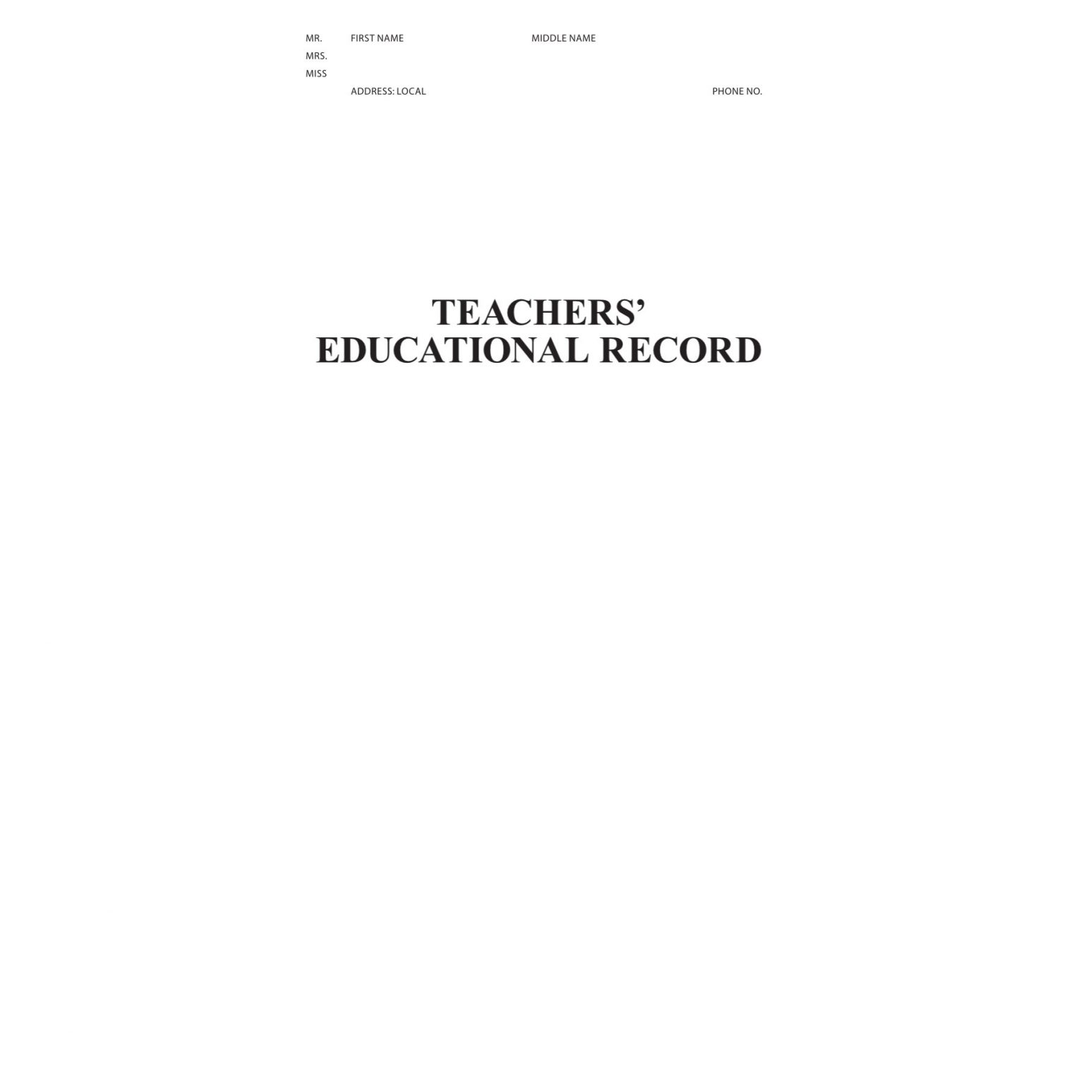 Teachers Educational Record Tag Creative Services EStore